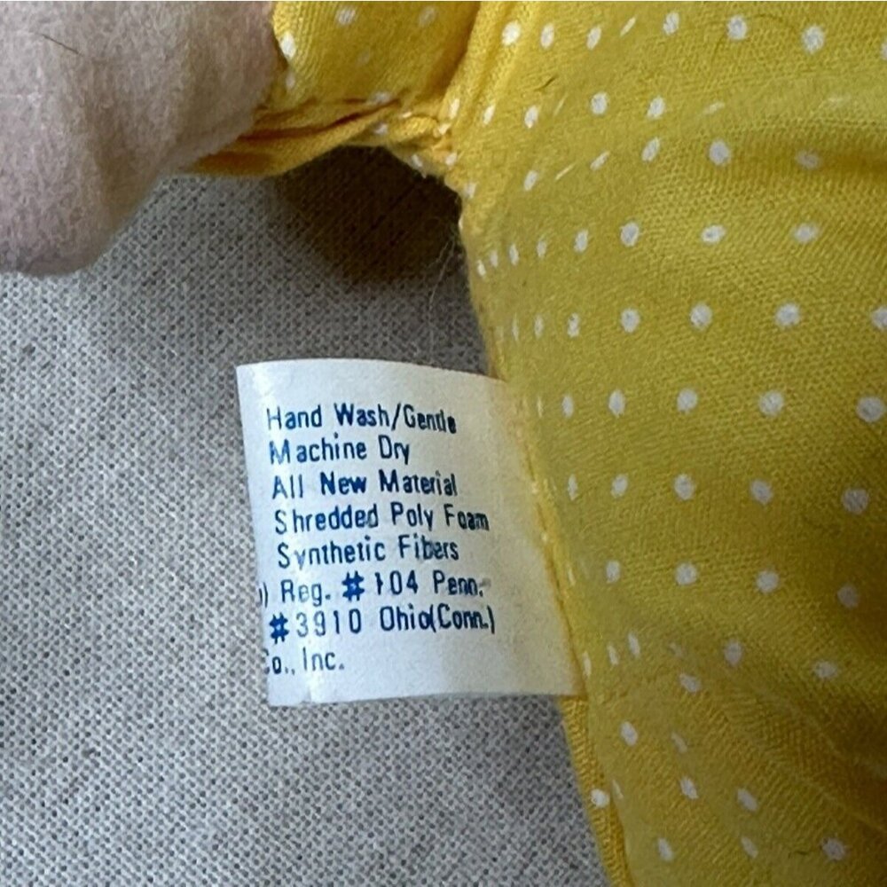 Vintage Trudy Toys Plush Doll Yellow Polka Dot 1983 Lysol Logo Tag attached - Picture 5 of 11